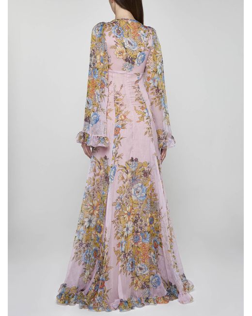Etro Pink Print Silk Long Dress