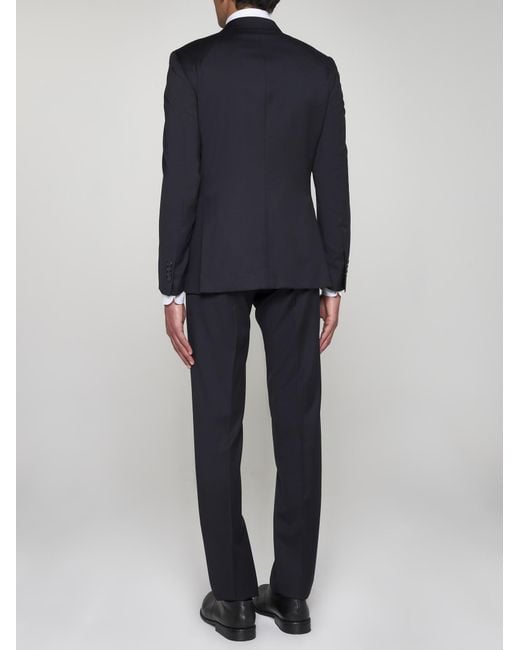 Tagliatore double-breasted wool suit - Blue