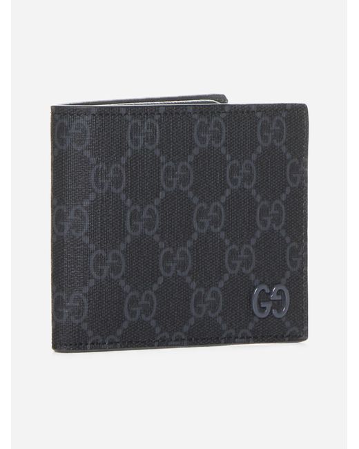 Gucci Gray GG Fabric And Leather Bifold Wallet for men