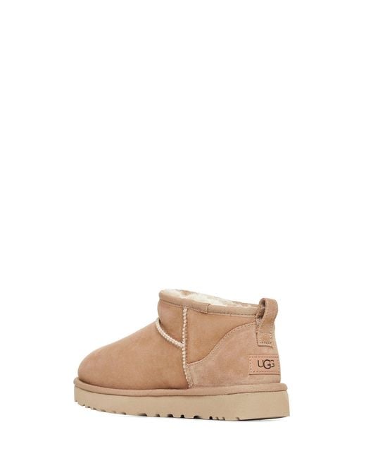 Ugg Natural W Classic Ultra Mini Sand Leather Ankle Boots