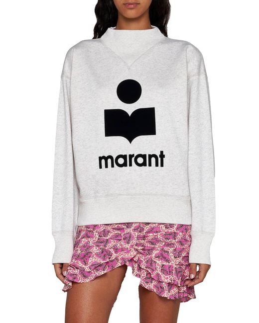 Isabel Marant White Moby-Ga Cotton Sweatshirt With Front Printed Logo