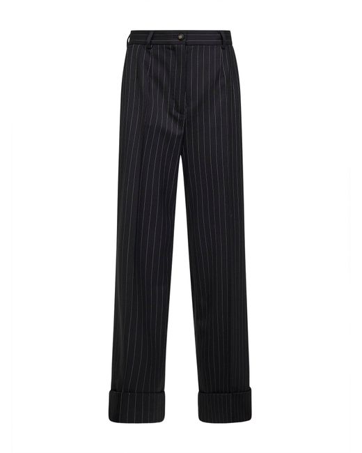 Dolce & Gabbana Black Two-Way Stretch Twill Pinstriped Trousers