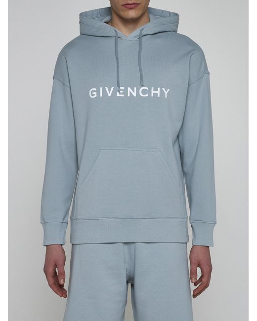 Givenchy Blue Logo Cotton Hoodie for men