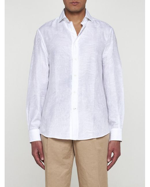 Brunello Cucinelli White Linen And Cotton Shirt for men