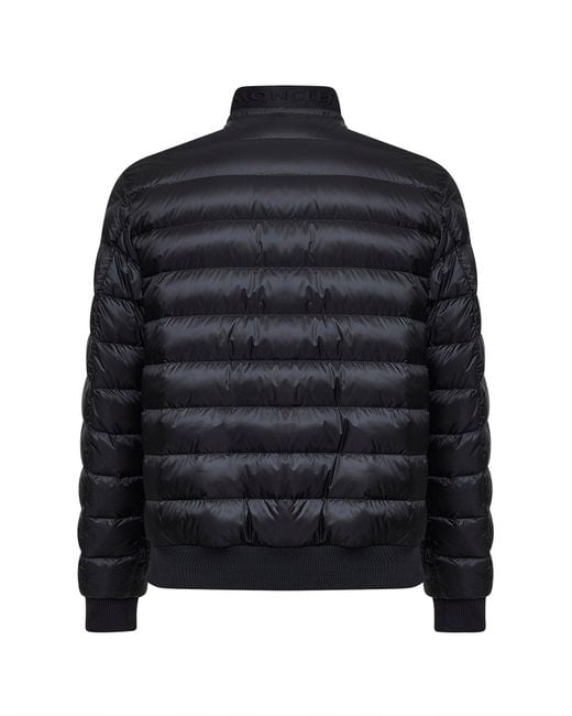 Moncler Black Rigel Biker-Style Short Down Jacket for men