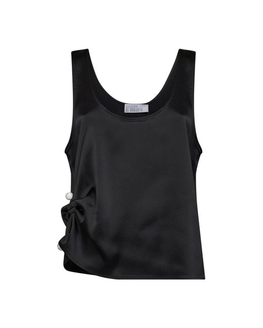 GIUSEPPE DI MORABITO Black Satin Draped Top