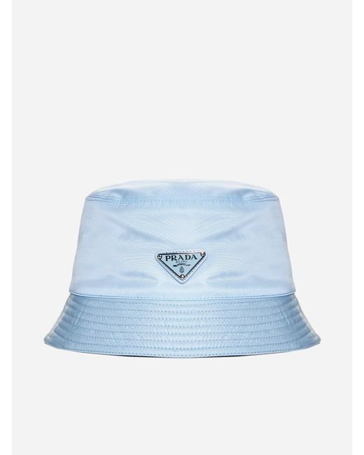 Prada Blue Logo-plaque Re-nylon Bucket Hat