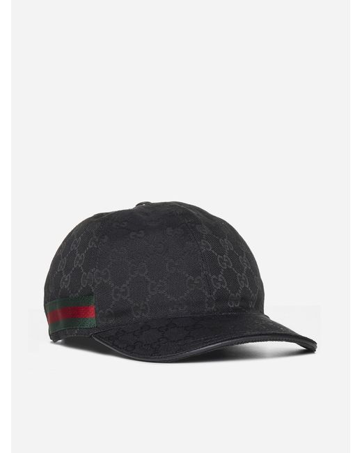 Gucci Black GG And Web Motif Baseball Cap for men