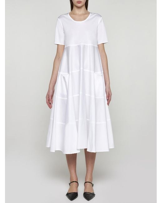 Blanca Vita White Arabide Cotton-blend Midi Dress