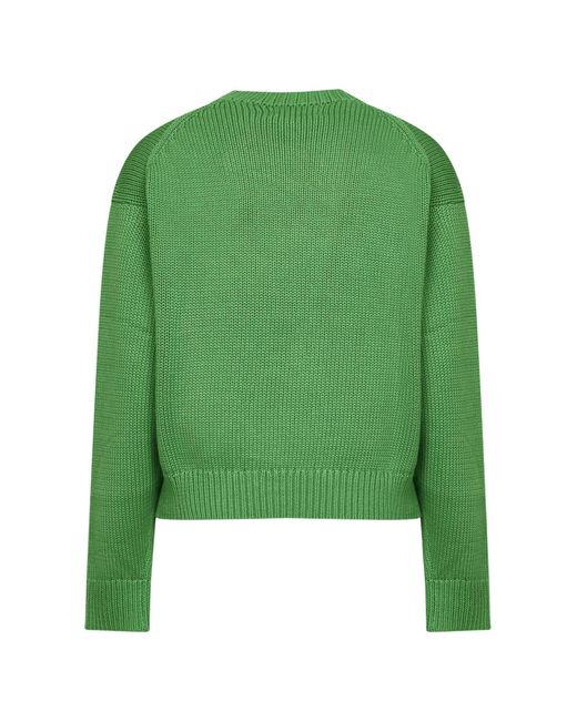 Polo Ralph Lauren Green Palm Cotton Knit Big Pony Crewneck Sweater