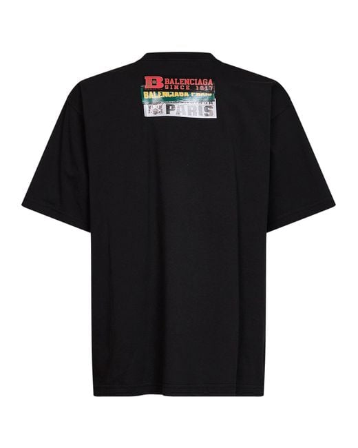Balenciaga Black Bumper Stickers Medium Fit T-Shirt for men