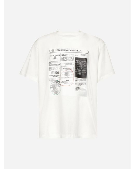 MM6 by Maison Martin Margiela White Newspaper Print T-shirt for men