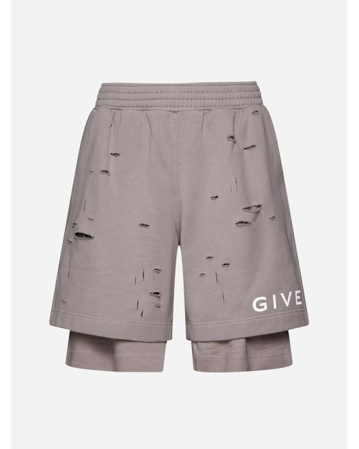 Givenchy Gray Logo Cotton Bermuda Shorts for men