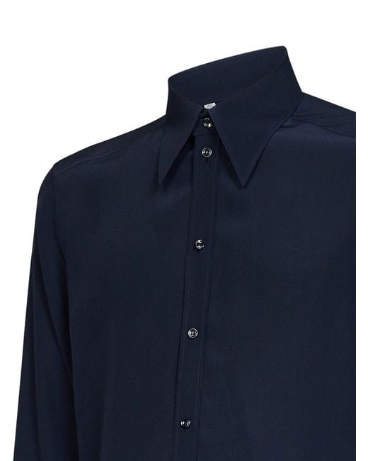 Dolce & Gabbana Blue Dark Silk Crêpe De Chine Martini Shirt for men