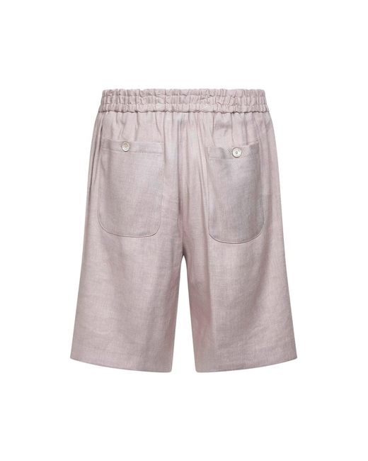 Etro Gray Stretch Linen Blend Bermuda Shorts for men