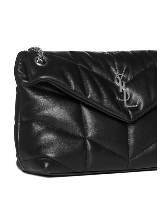 Saint Laurent Black Puffer Small Ysl Logo Quilted Leather Bag