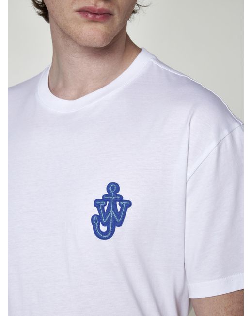 J.W. Anderson White Anchor Logo-patch Cotton T-shirt for men