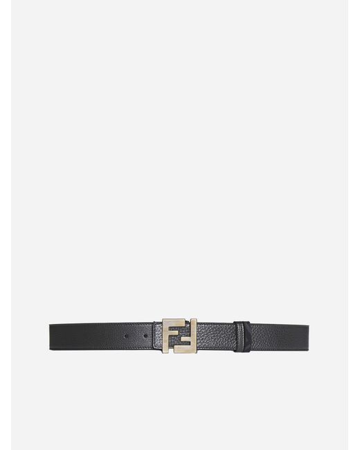 Fendi Leather And Ff Fabric Reversible Belt in White for Men | Lyst
