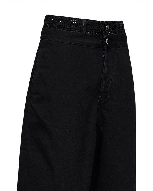 The Attico White Cotton Denim Double Waistband Cropped Jeans