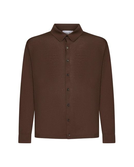 D 40 Brown Virgin Wool Knit Shirt for men