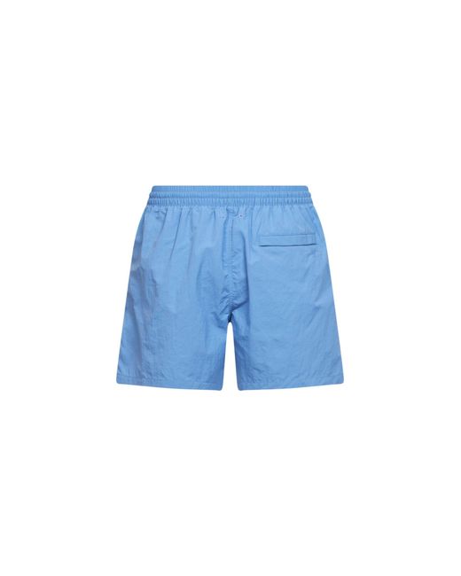 Burberry Blue Cornflower Nylon Swim Shorts With Check Trims for men