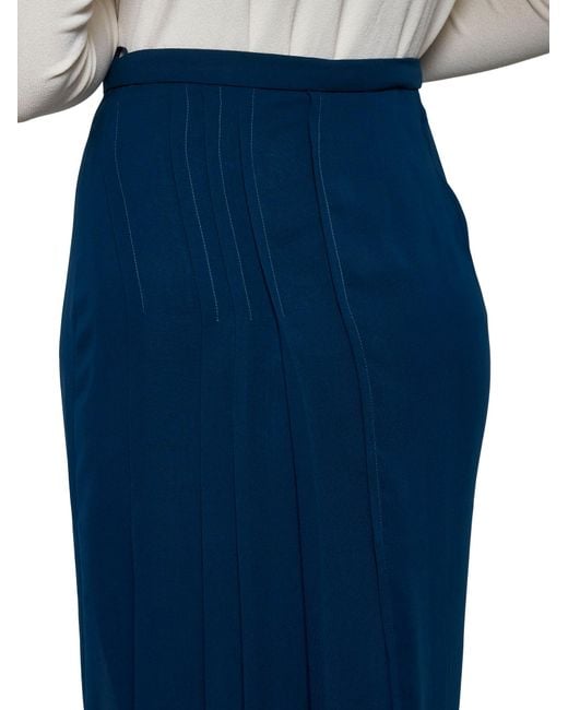 Gucci Blue Double Layer Midi Skirt