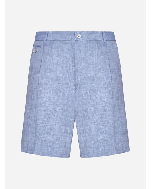 Dolce & Gabbana Blue Linen Shorts for men