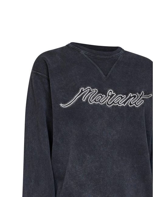 Isabel Marant Blue Faded Fleece Cotton Rise Sweatshirt