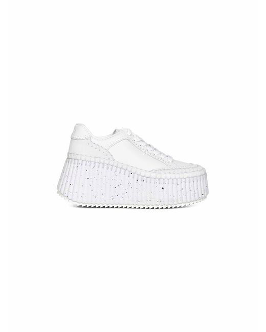 Chloé White Nama Wedge Sneakers