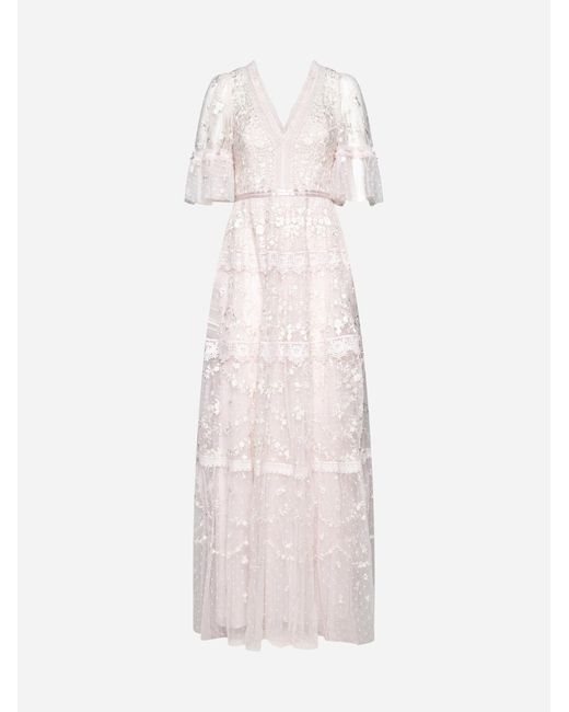 Needle & Thread Pink Araminta Embroidered Gown