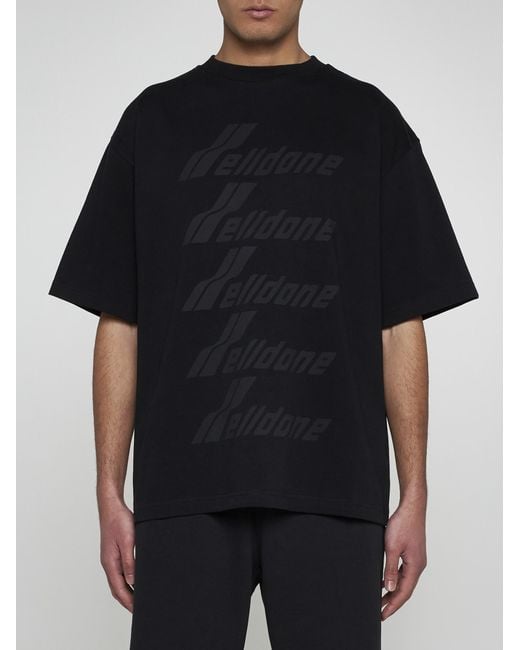 we11done Black Logo Print Cotton T-shirt for men