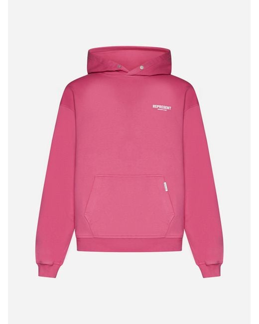 Represent Pink Logo Cotton Hoodie for men