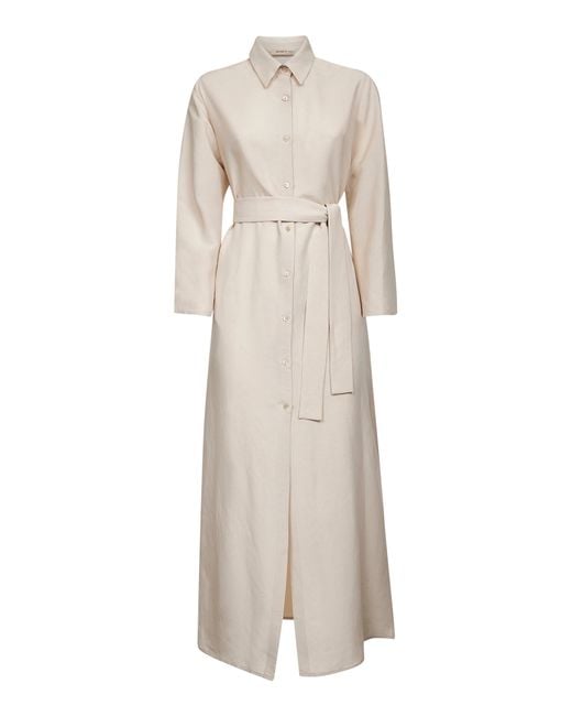 Blanca Vita Natural Viscose And Linen Aflea Shirt Dress