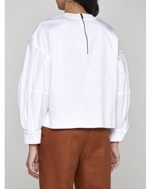 Max Mara White Dolly Cotton Cropped Sweatshirt
