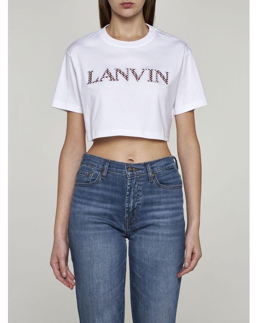 Lanvin Multicolor Curb Logo Cotton Cropped T-shirt