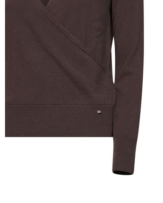 Herno Resort Brown Dark Chocolate Carded Wool Resort Sweater With Cut-Out