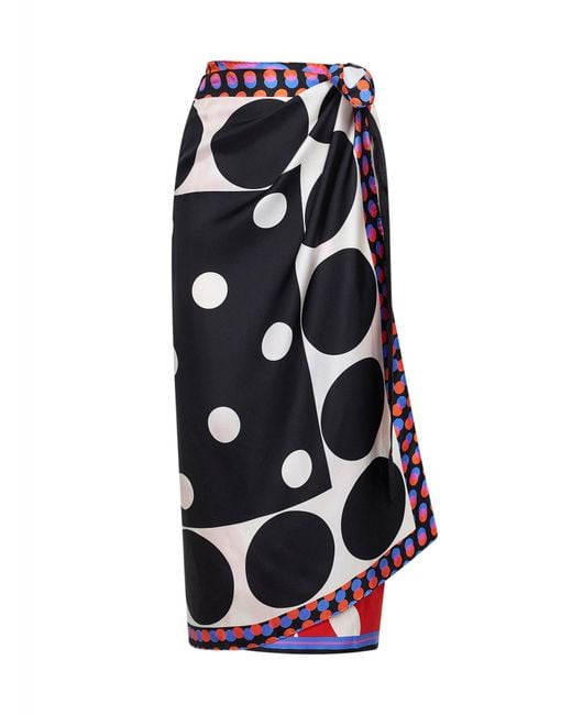 Dries Van Noten Blue Printed Silk Wrap Scarf-Skirt