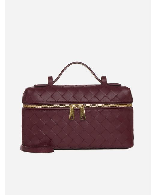 Bottega Veneta Purple Vanity Case Intrecciato Leather Bag