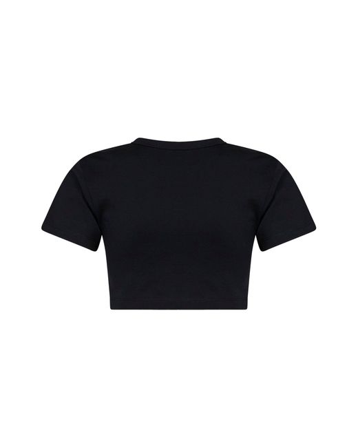 The Attico Black Cotton Jersey Cropped T-Shirt