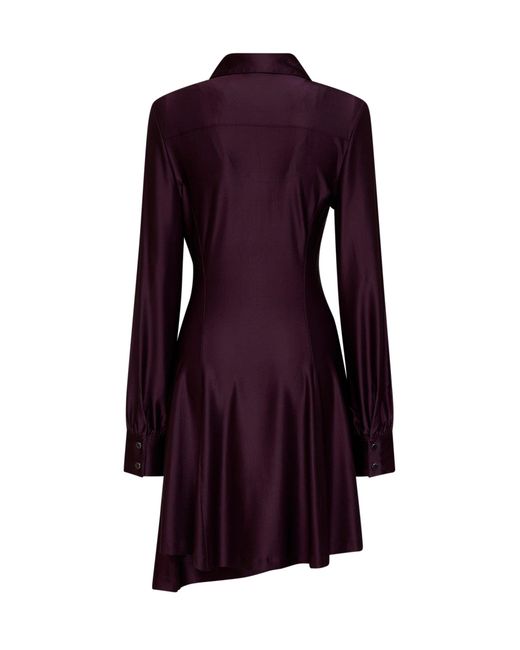 Rabanne Purple Jersey Asymmetric Gathered Mini Dress