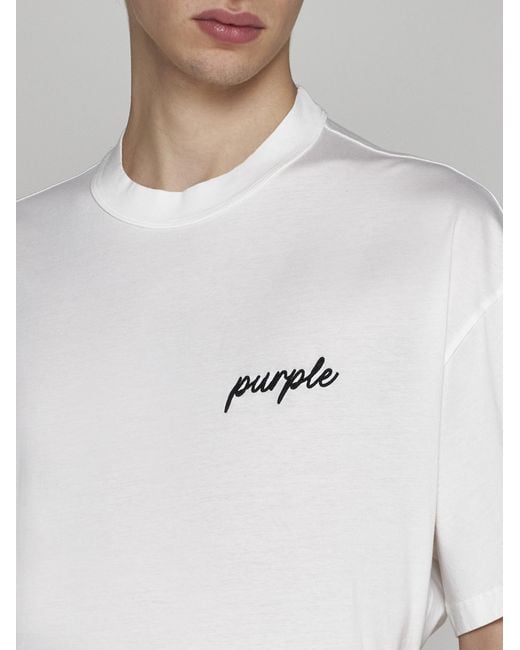 Purple Brand White Logo Cotton T-shirt for men