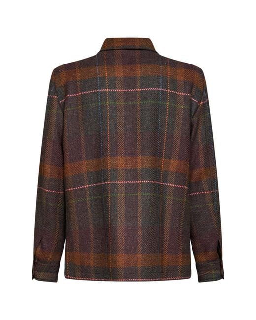 Etro Brown Check Madras Overshirt for men