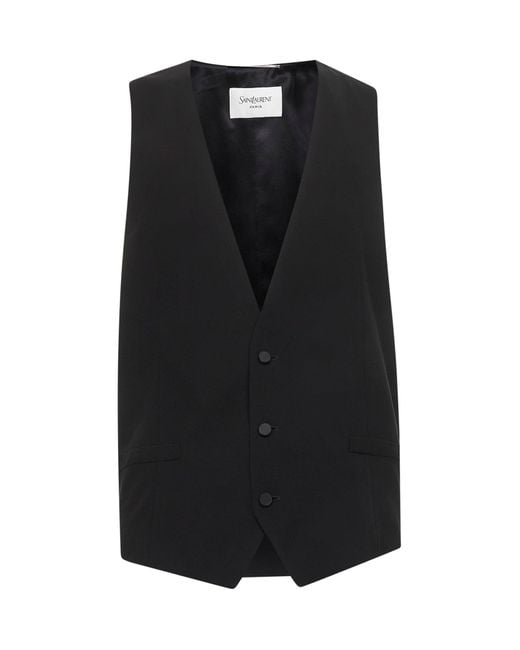 Saint Laurent Black Silk Crepe Muslin Vest for men