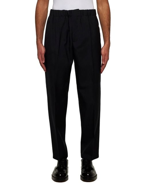 Jil Sander Blue Gabardine Tapered Trousers for men