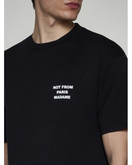 Drole de Monsieur Black Slogan Cotton T-shirt for men
