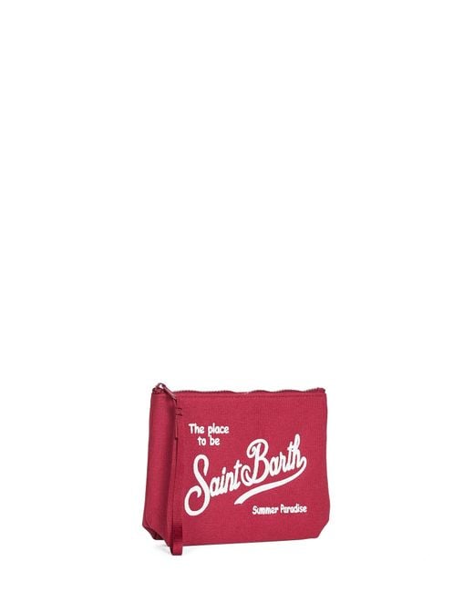 Mc2 Saint Barth Burgundy Aline Embroidered Clutch Bag for men