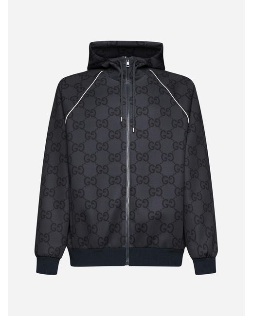 Gucci Blue GG Technical Fabric Hooded Jacket for men