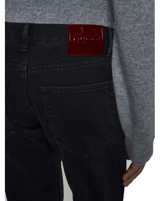 Gucci Blue Web Turn-Up Slim-Fit Jeans for men