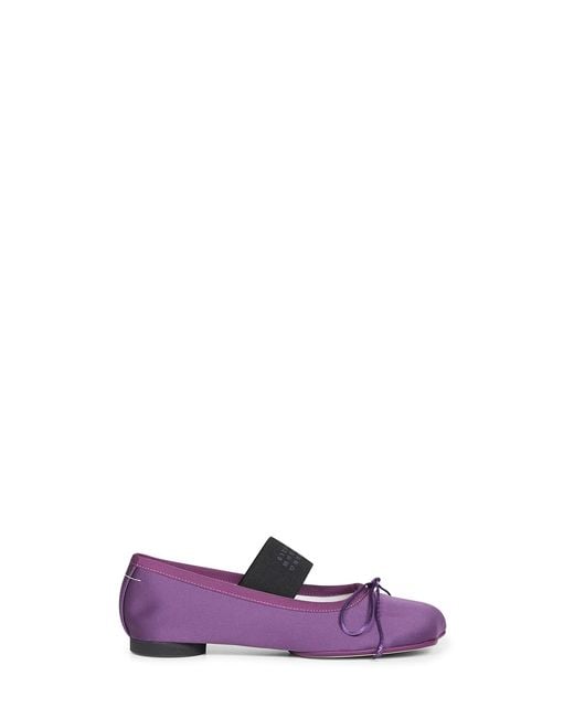 MM6 by Maison Margiela Purple Satin Anatomic Numeric Ballet Flats