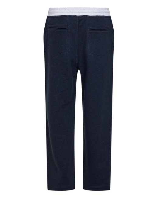 Brunello Cucinelli Blue Cotton And Linen Jogger Trousers for men